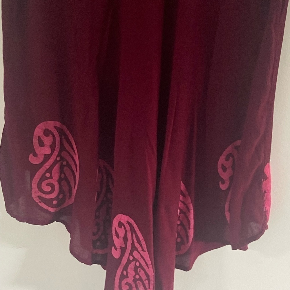 Embroidered Burgundy Rose Paisley Unbranded Beach Resort Cover-Up Top One-Size - Picture 8 of 8
